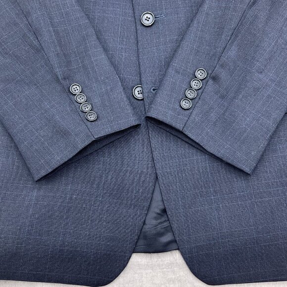 Ralph Lauren Chaps Suit Men 46R Blue Plaid Wool Classic Jacket Union Canada VTG - Picture 3 of 14